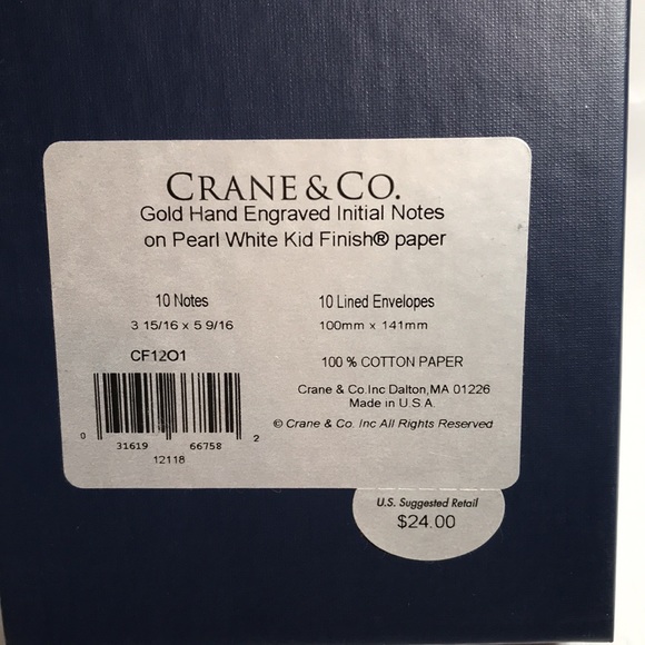 Crane & Co. Gold Engraved Inital (O) Notes on Pearl White Kid Finish Paper - Picture 3 of 3